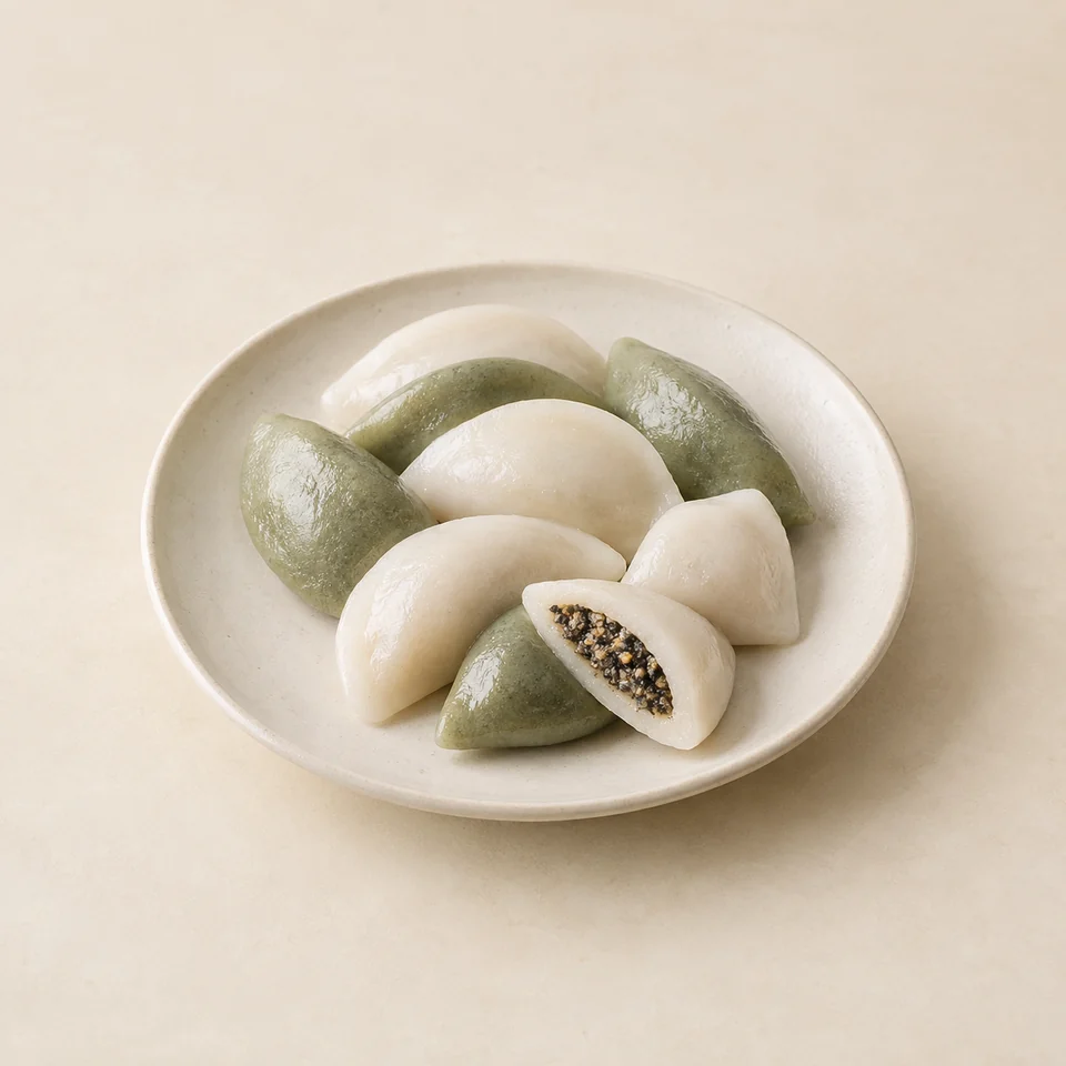 Sesame songpyeon rice cake — ai-generated illustration
