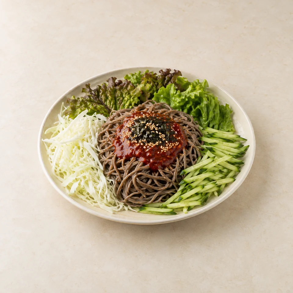 Jaengban makguksu noodle platter — ai-generated illustration
