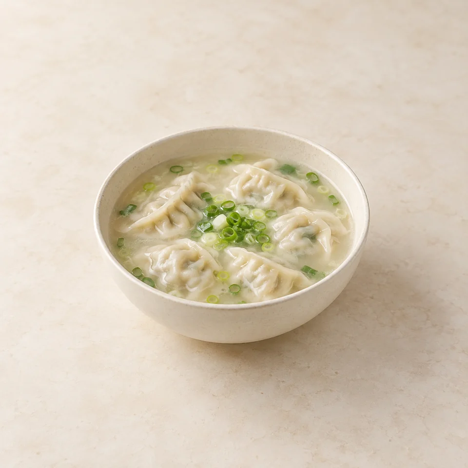 Mandu soup in bone broth — ai-generated illustration