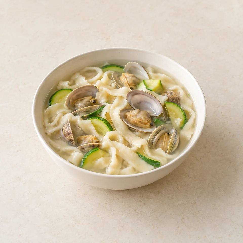 Clam kalguksu hand-cut noodles — ai-generated illustration