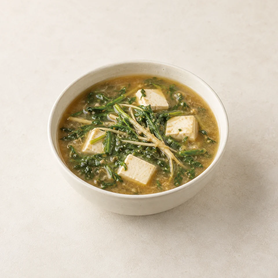 Doenjang soup with shepherd's purse — ai-generated illustration