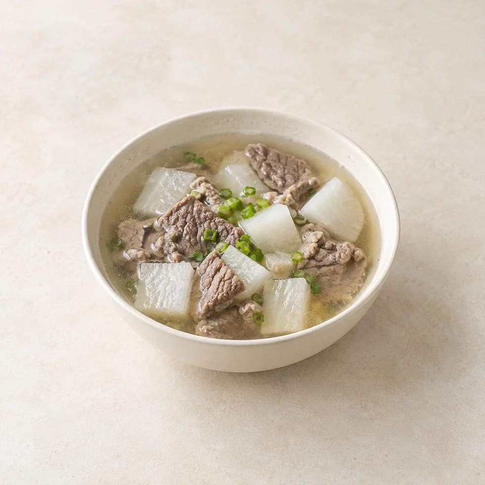 Beef and radish soup — ai-generated illustration