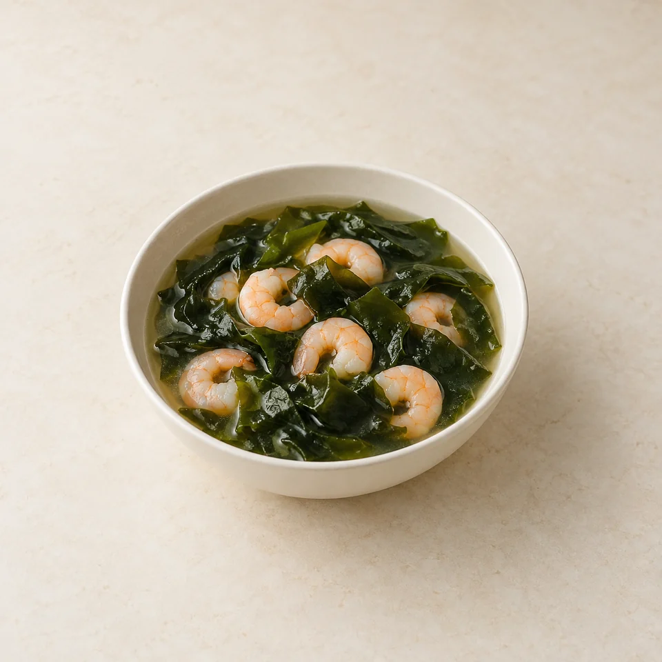 Shrimp miyeokguk seaweed soup — ai-generated illustration