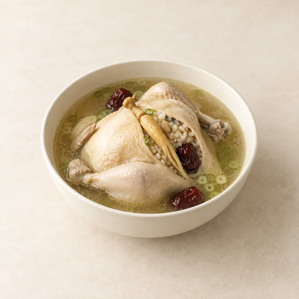 Samgyetang ginseng chicken soup — ai-generated illustration