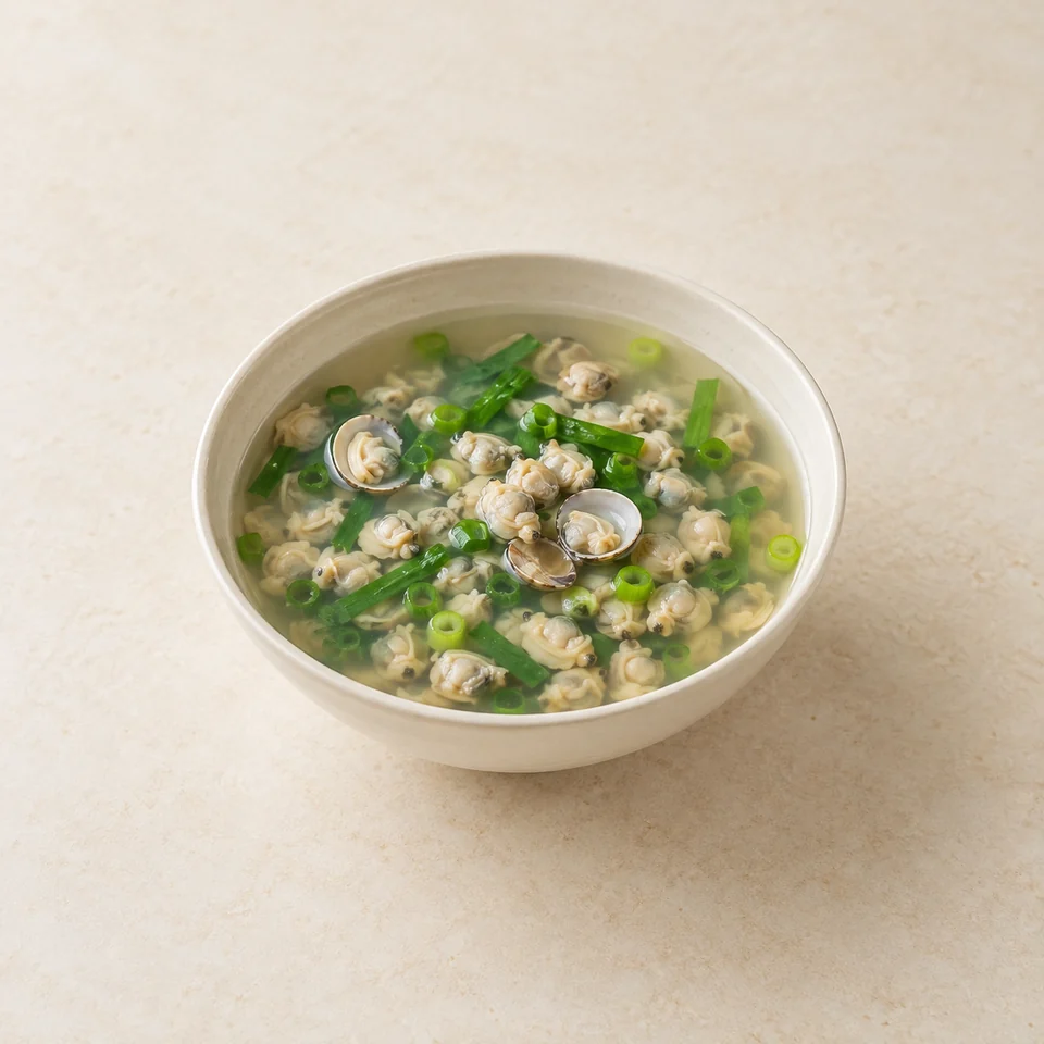 Jaecheopguk freshwater clam soup — ai-generated illustration