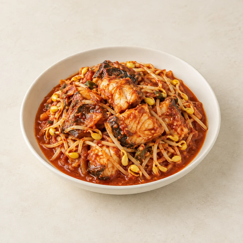 Agujjim spicy braised monkfish — ai-generated illustration