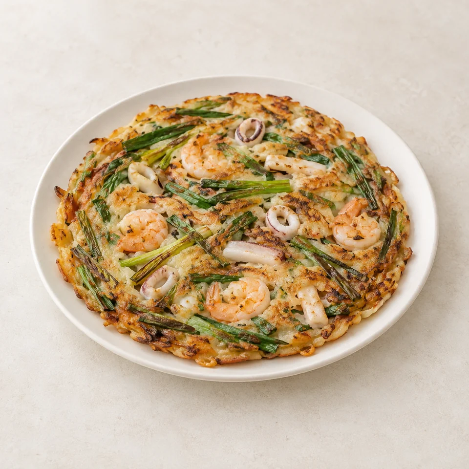 Haemul pajeon seafood scallion pancake — ai-generated illustration