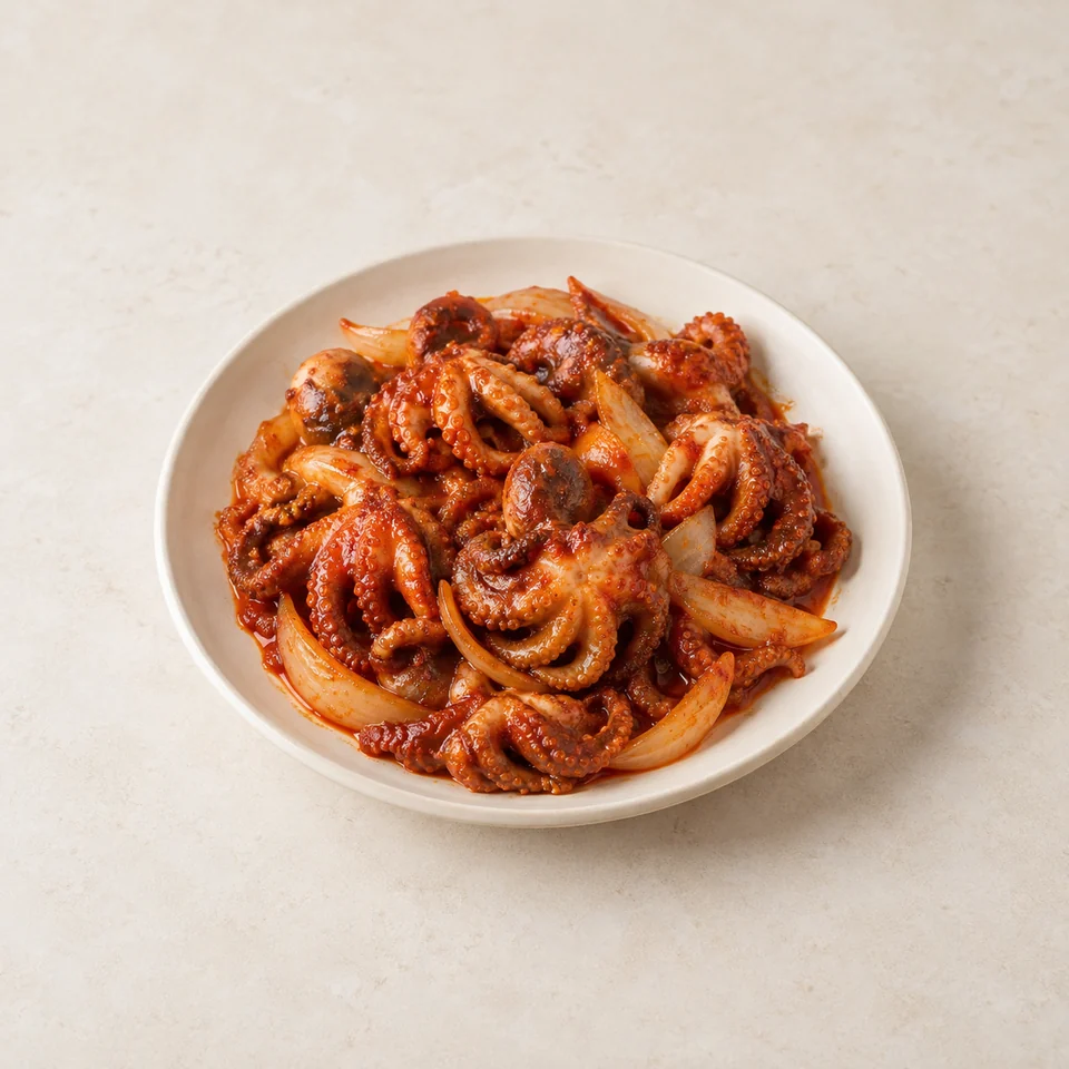 Spicy stir-fried small octopus — ai-generated illustration