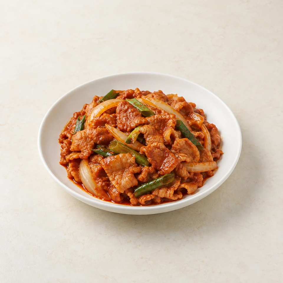 Jeyuk bokkeum spicy stir-fried pork — ai-generated illustration