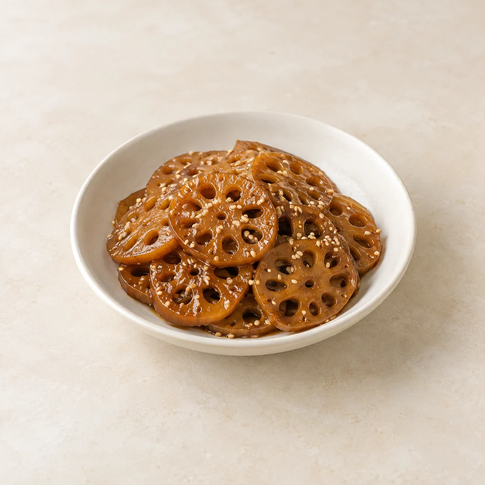 Soy-braised lotus root — ai-generated illustration