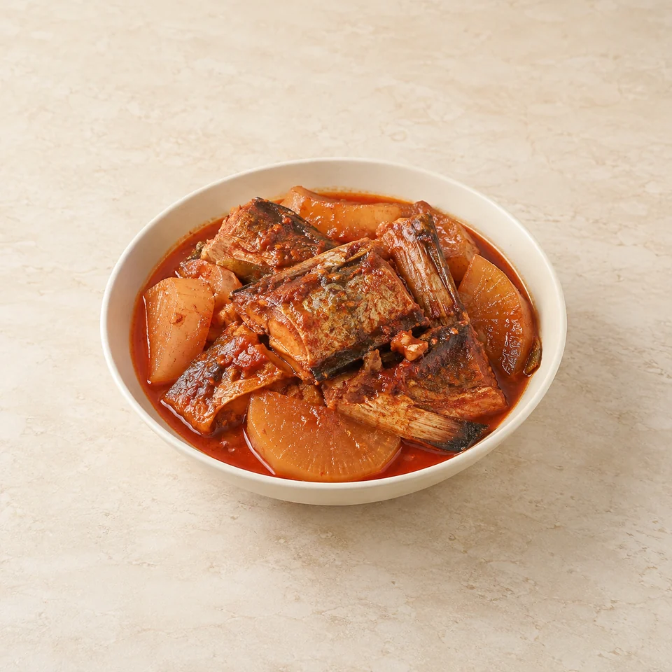 Braised semi-dried pollock — ai-generated illustration