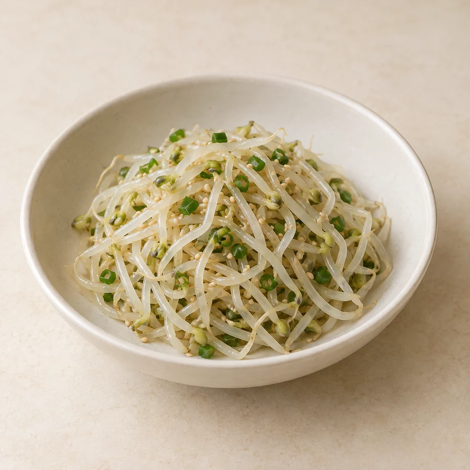 Seasoned mung bean sprouts — ai-generated illustration