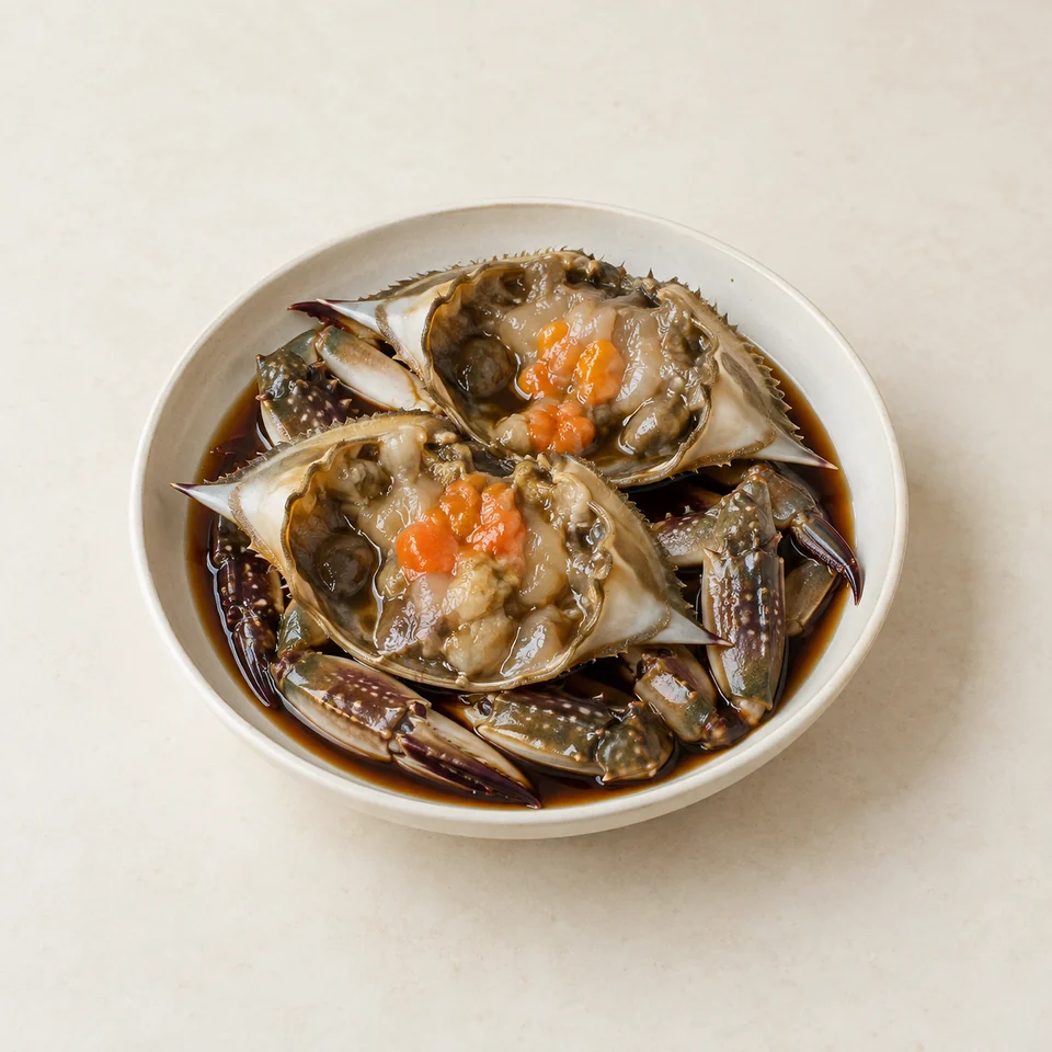 Ganjang gejang soy-marinated crab — ai-generated illustration