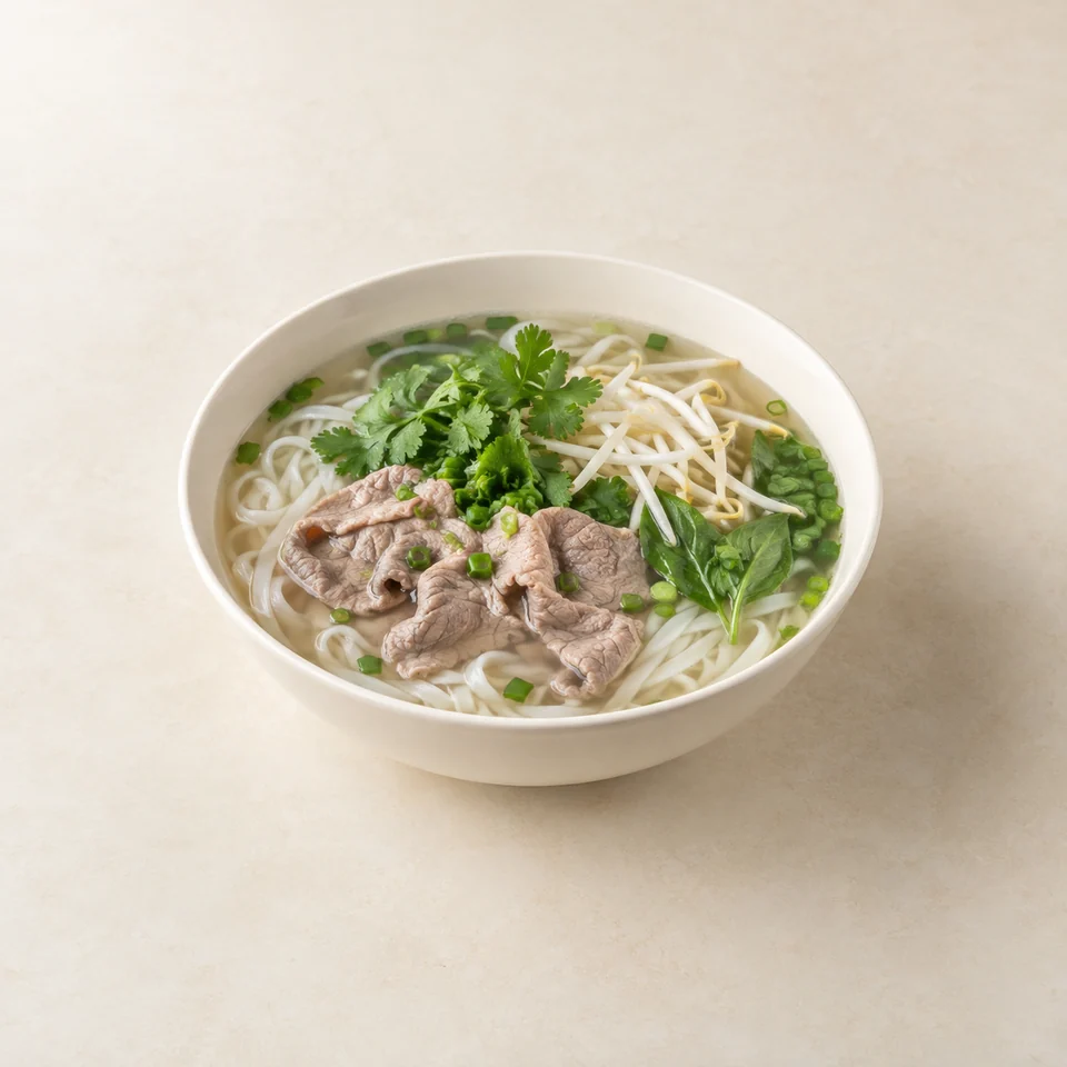 Vietnamese rice noodle soup (Korean restaurant reference) — ai-generated illustration
