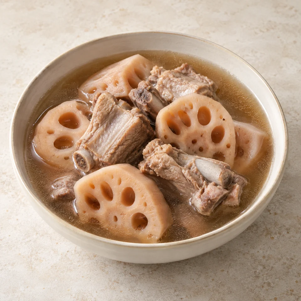 Lotus Root and Pork Rib Soup — ai-generated illustration