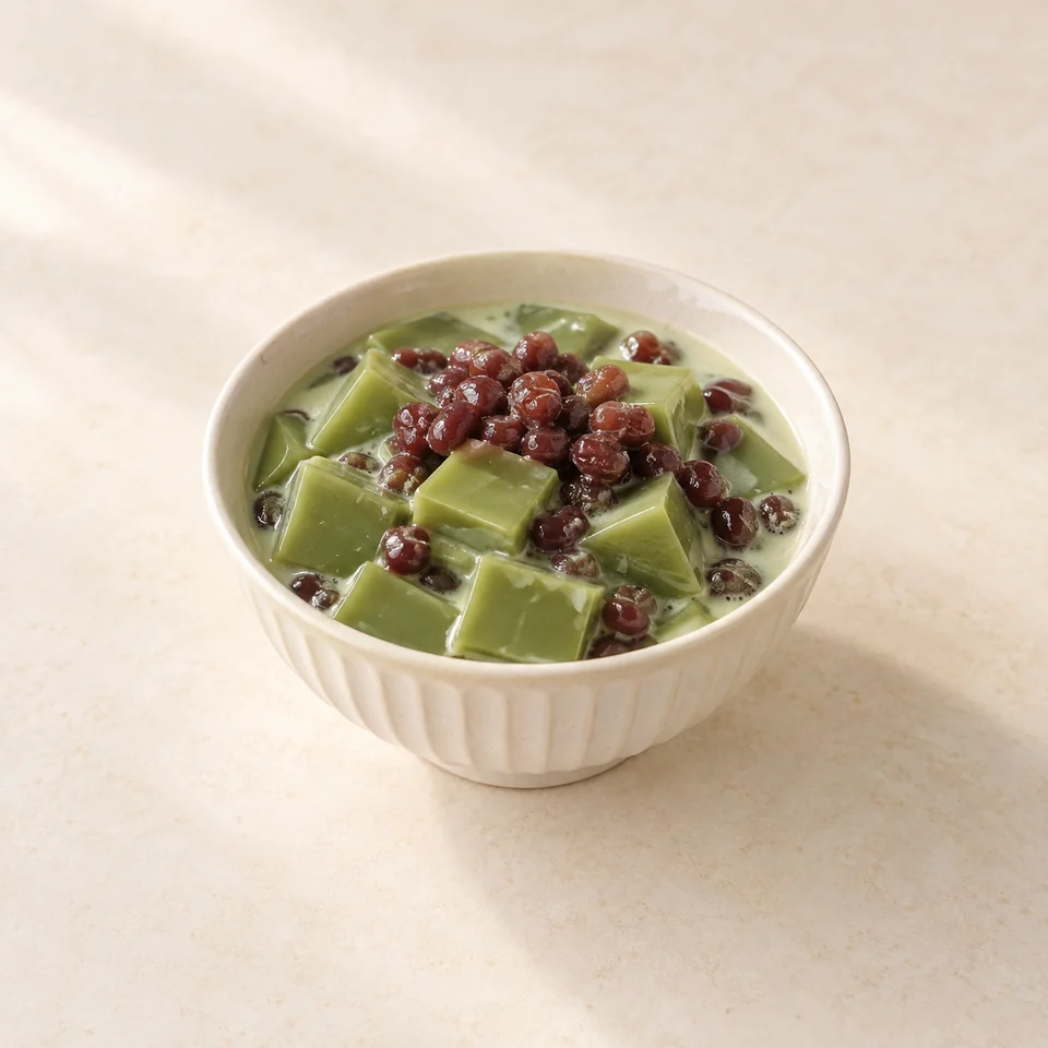 Matcha Red Bean Milk Jelly — ai-generated illustration