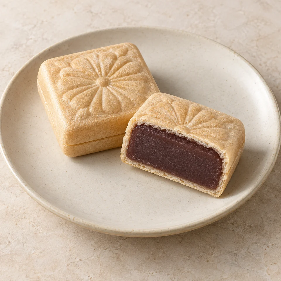 Monaka with smooth bean paste — ai-generated illustration