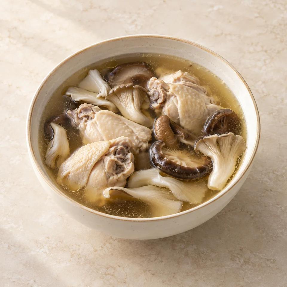 Mushroom and Chicken Soup — ai-generated illustration