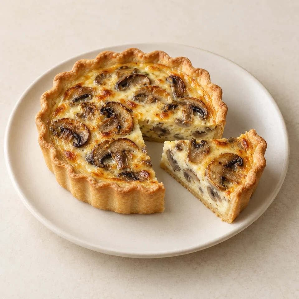 Quiche, mushroom, homemade — ai-generated illustration