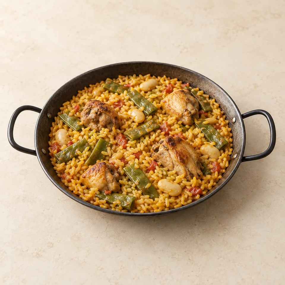 Paella, without seafood — ai-generated illustration