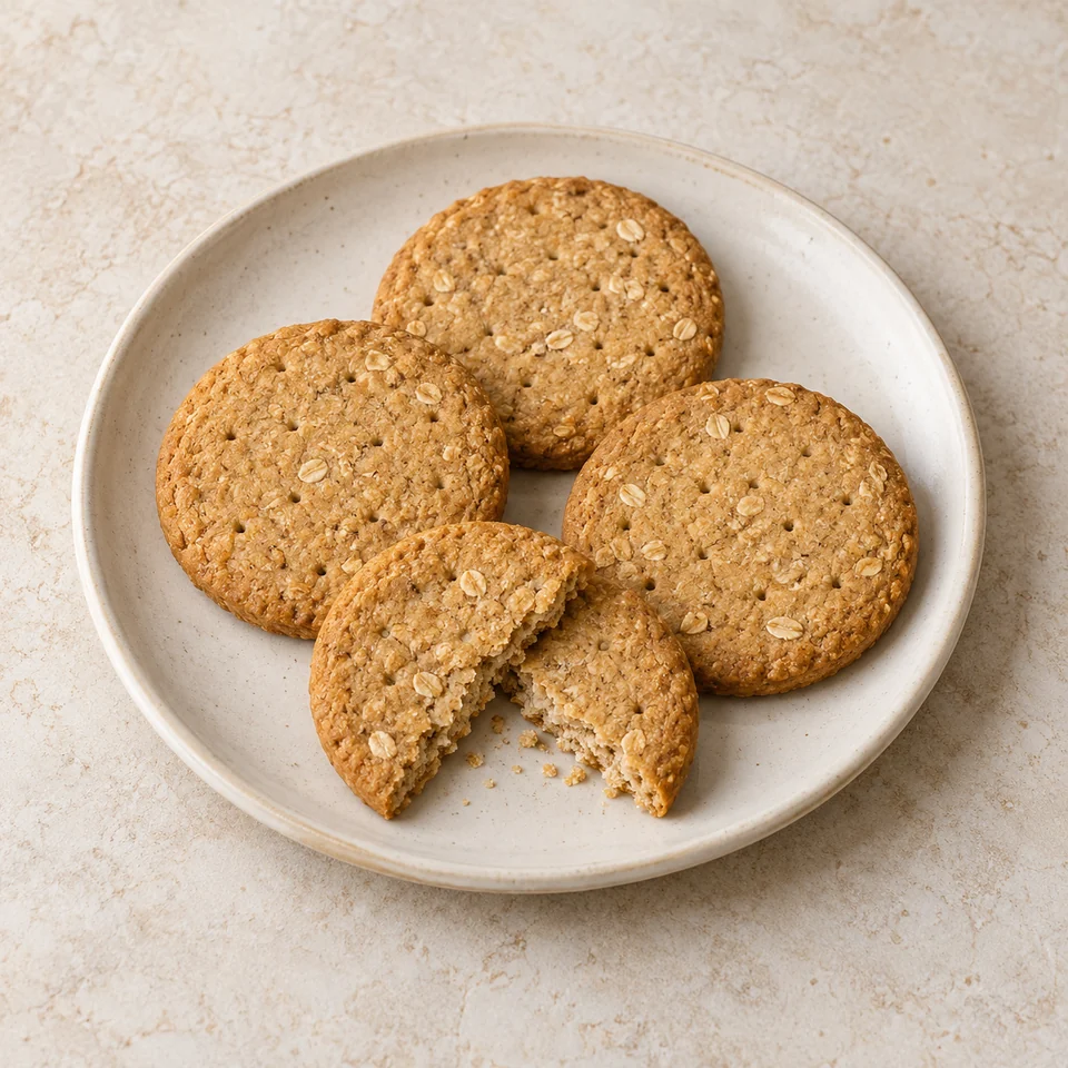 Biscuits, digestive, with oats, plain — ai-generated illustration