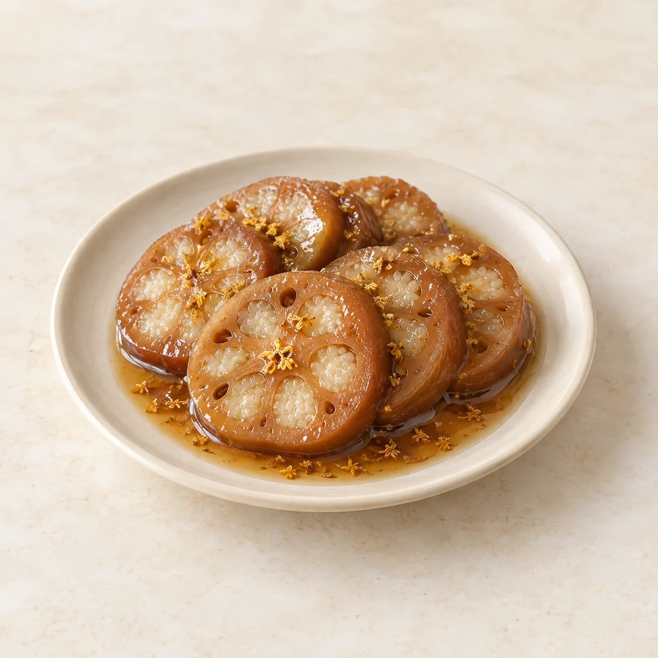 Osmanthus-Flavored Lotus Root with Rock Sugar — ai-generated illustration