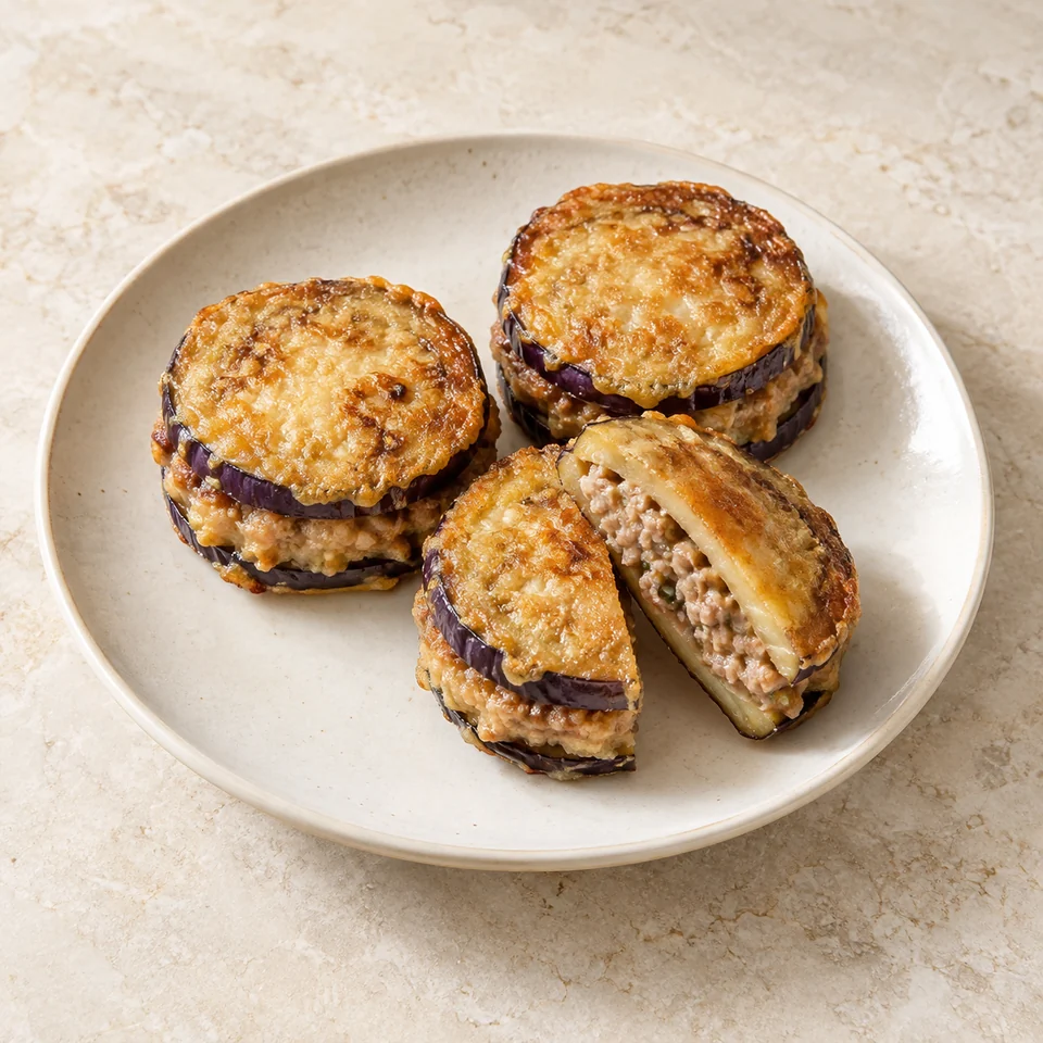 Pan-Fried Eggplant Patty (Stuffed) — ai-generated illustration