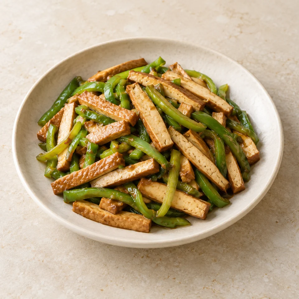 Green Pepper with Dried Tofu — ai-generated illustration