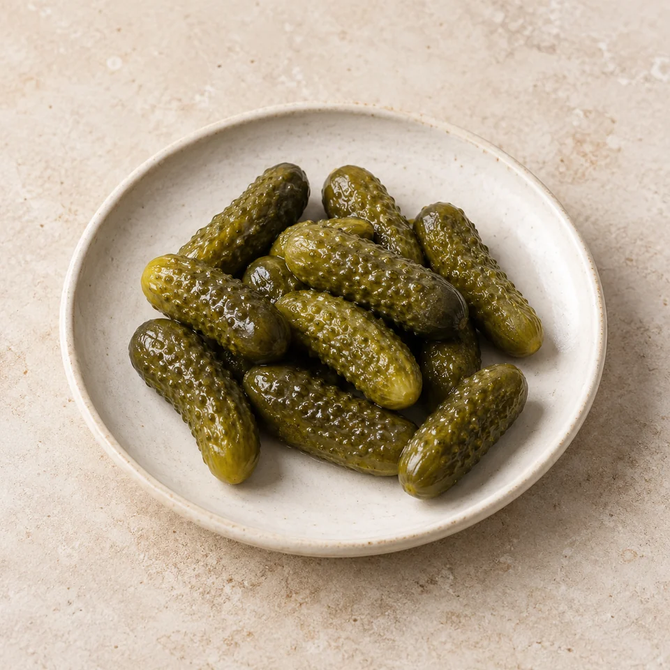 Gherkins, pickled, drained — ai-generated illustration