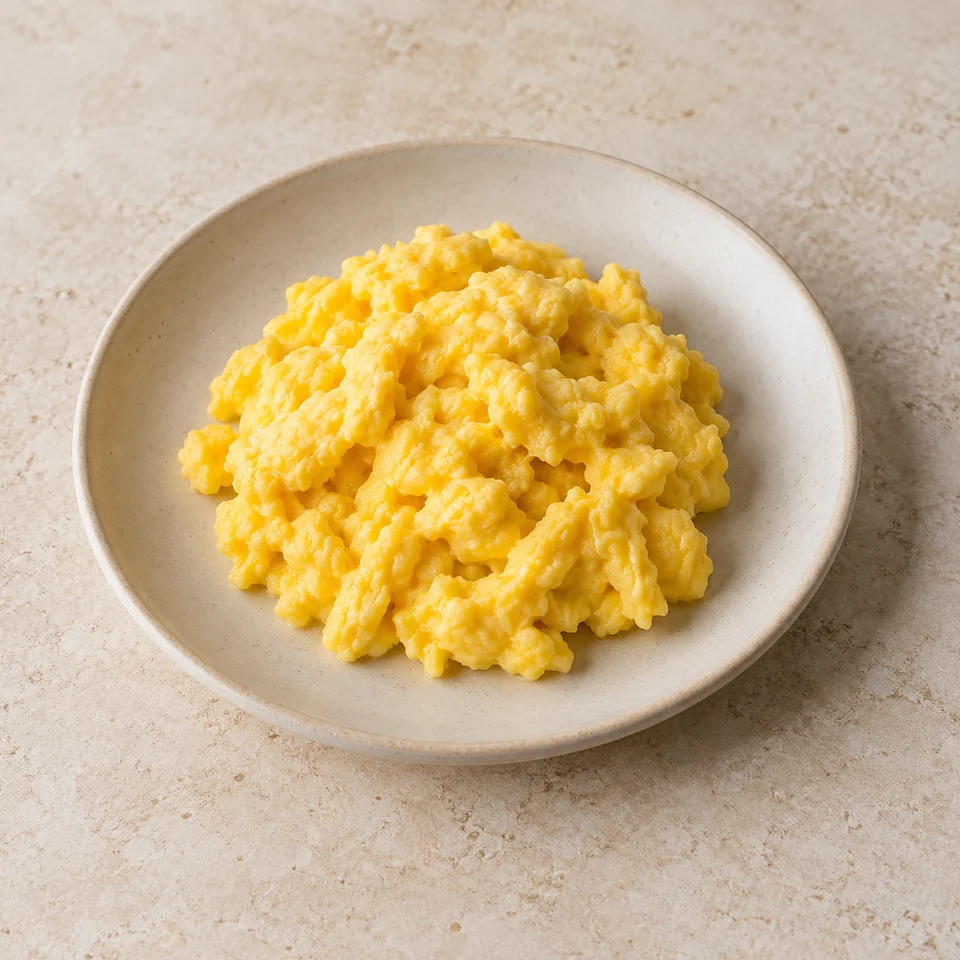 Eggs, chicken, whole, scrambled, without milk — ai-generated illustration