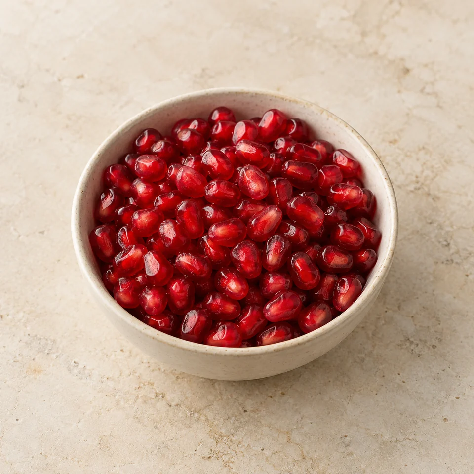 Pomegranate, flesh and pips — ai-generated illustration