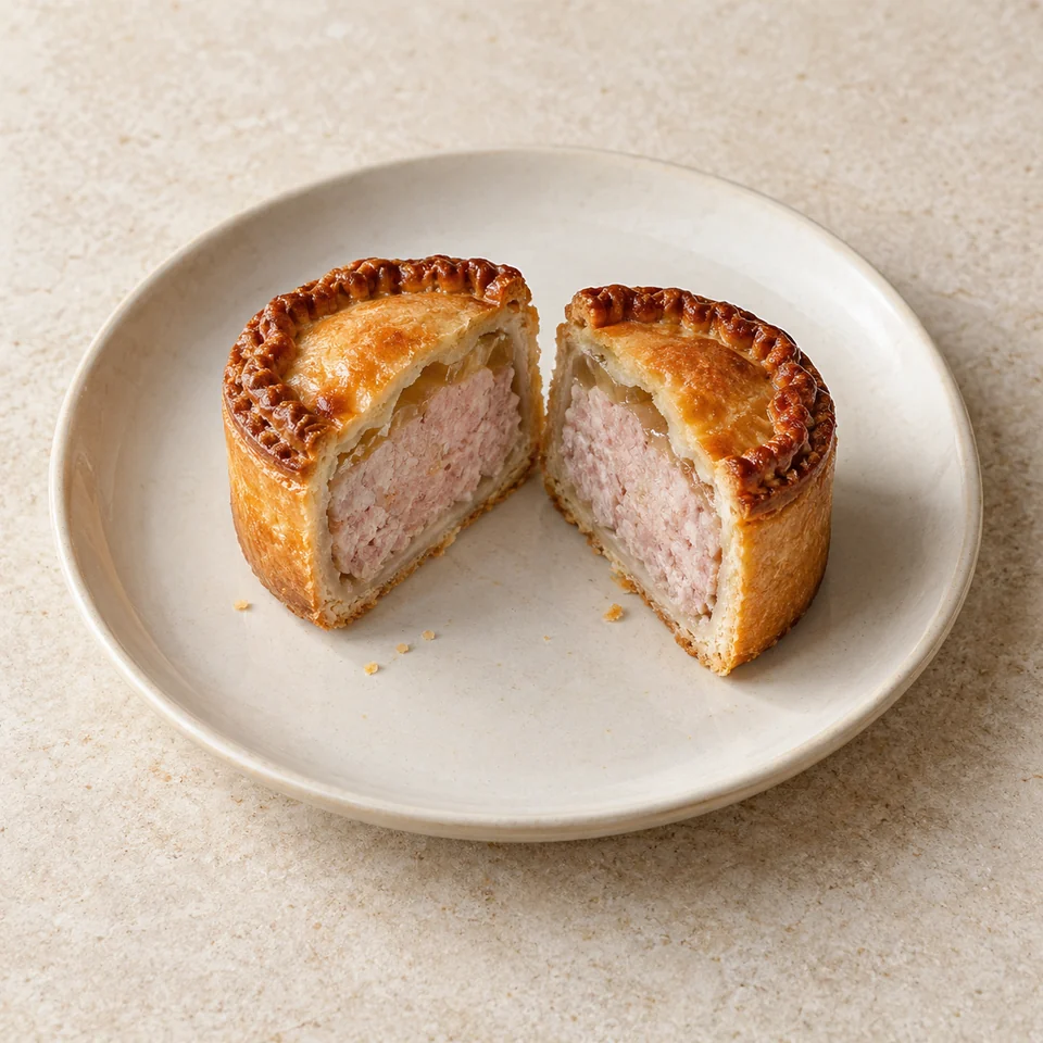 Pork pie, individual — ai-generated illustration