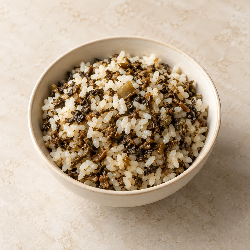 Preserved Mustard Greens Rice — ai-generated illustration