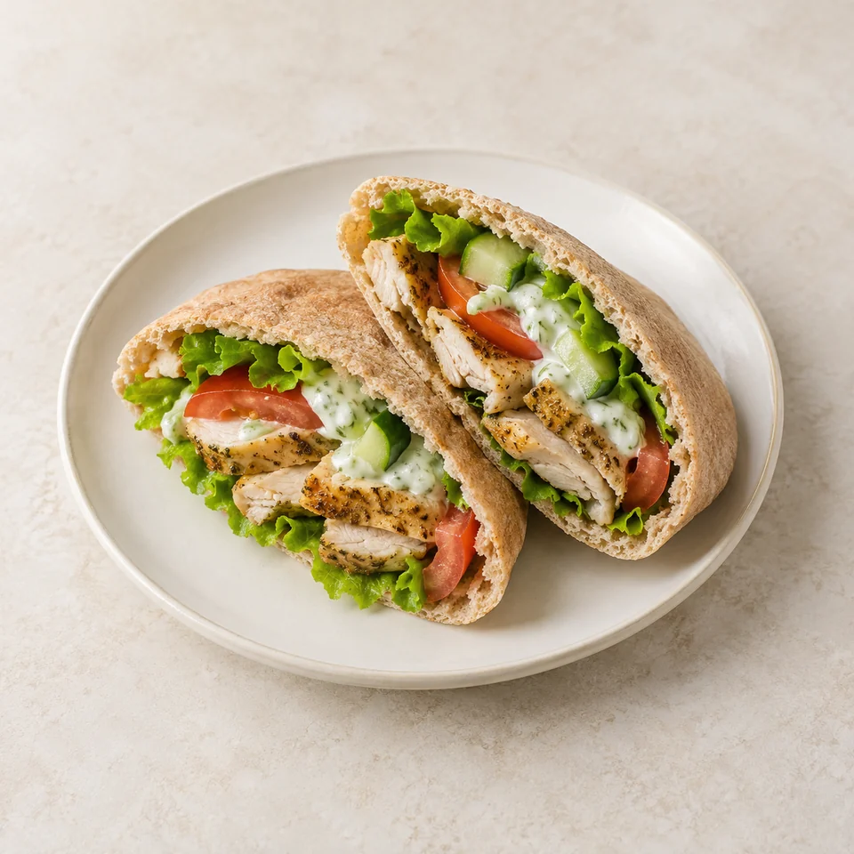 Greek-style chicken pitta — ai-generated illustration