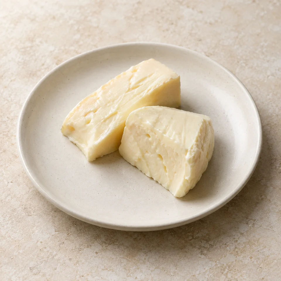 Cheese, Brie, with outer rind removed — ai-generated illustration