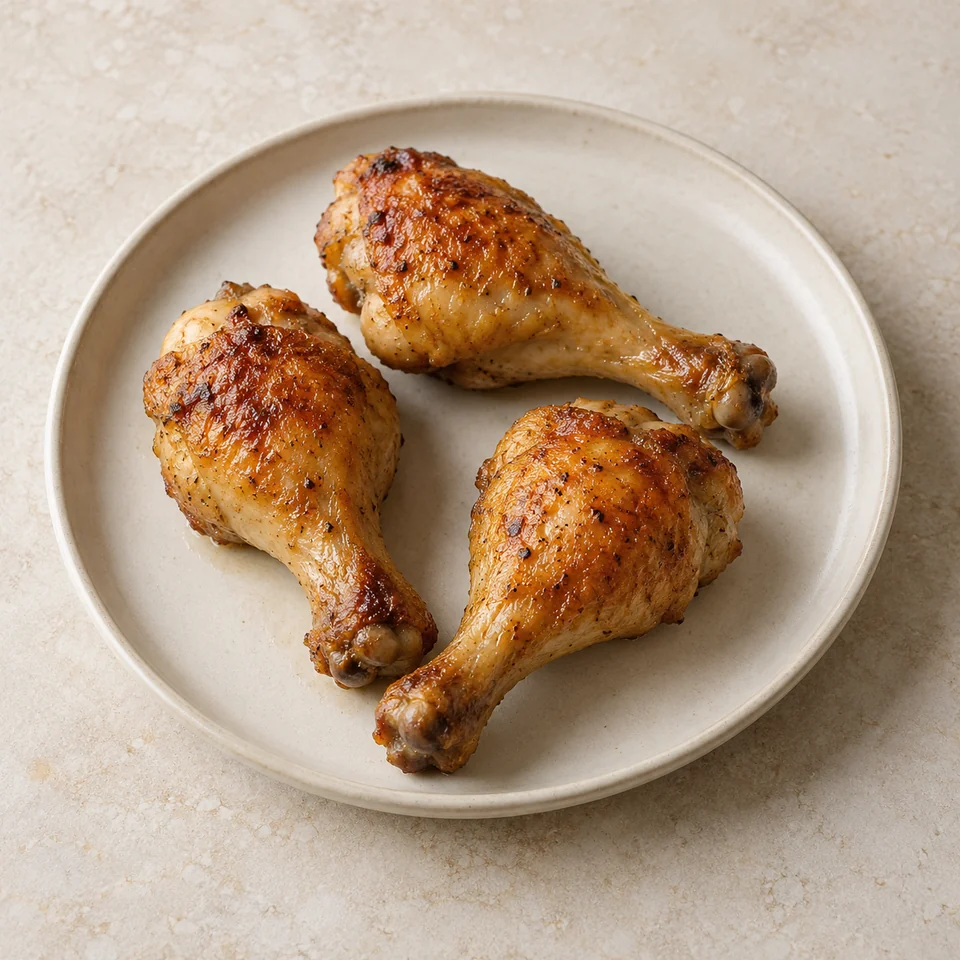 Chicken, drumsticks, roasted, meat and skin — ai-generated illustration