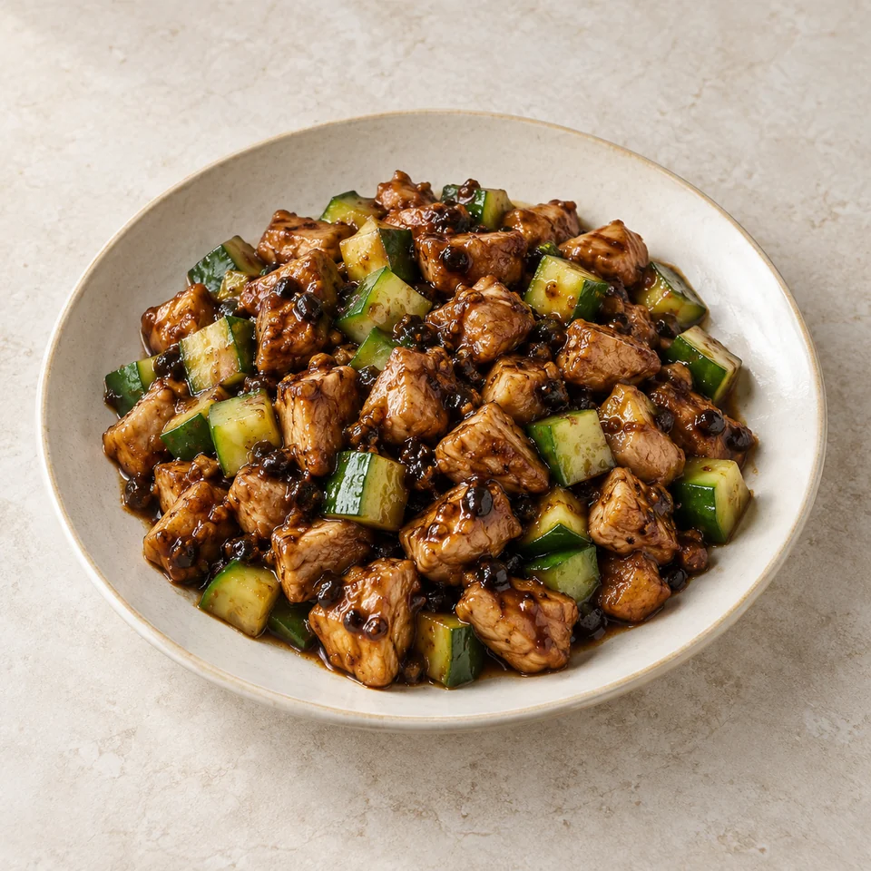 Saucy Stir-Fried Chicken Diced — ai-generated illustration