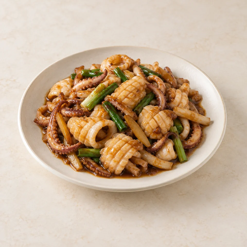 Saucy Stir-Fried Squid — ai-generated illustration