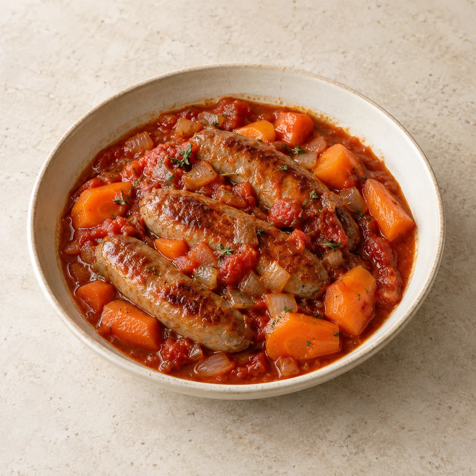 Casserole, sausage, homemade — ai-generated illustration