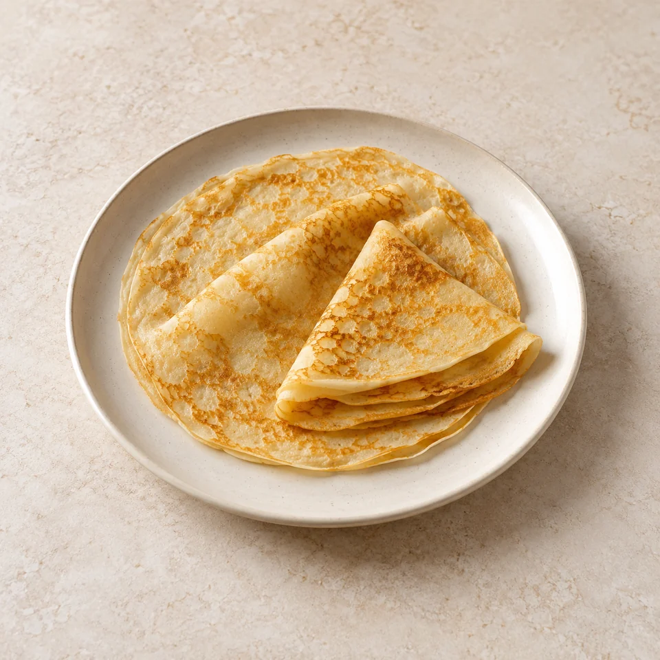 Pancakes, savoury, made with semi-skimmed milk, homemade — ai-generated illustration