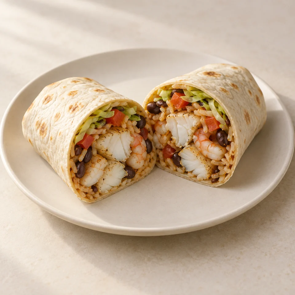 Mexican wrap, fish/seafood — ai-generated illustration