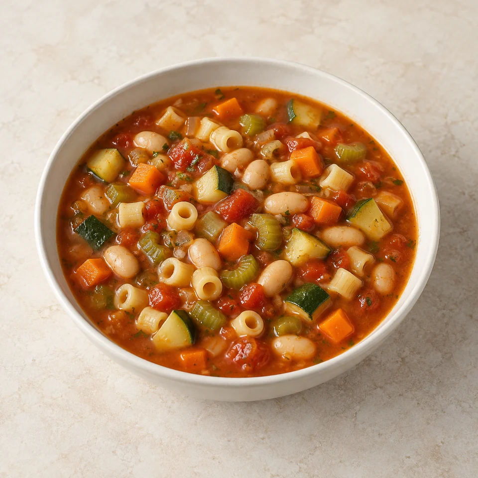Soup, minestrone, homemade — ai-generated illustration