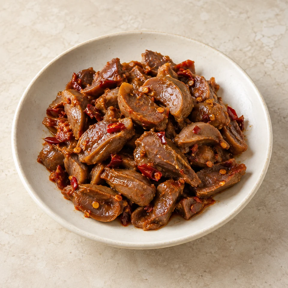 Spicy Braised Duck Gizzard — ai-generated illustration