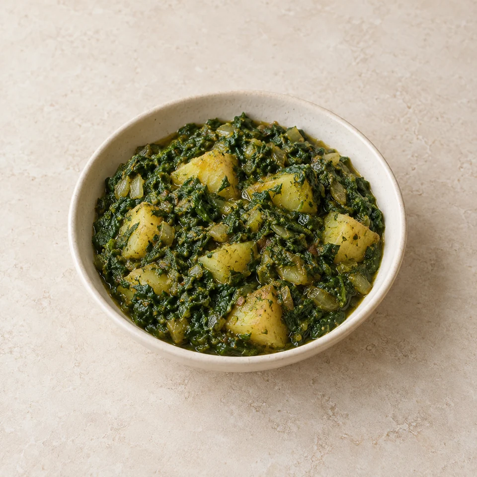 Curry, spinach and potato, masala, homemade — ai-generated illustration