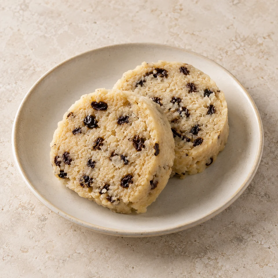 Pudding, spotted dick, homemade — ai-generated illustration