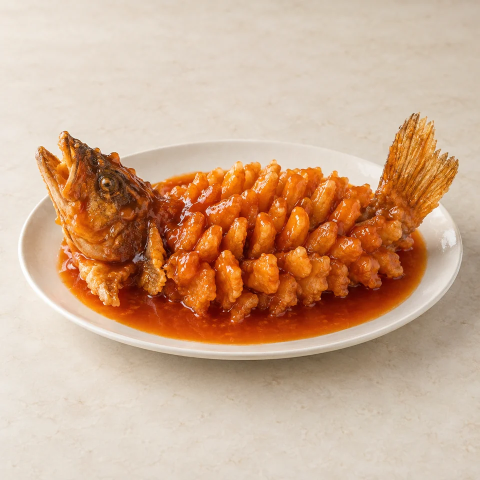 Squirrel-shaped Mandarin Fish — ai-generated illustration