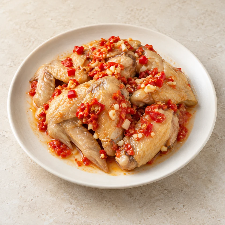 Steamed Chicken Wings with Chili Paste — ai-generated illustration