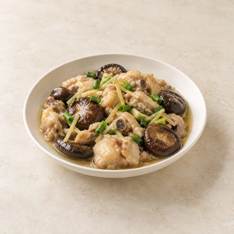 Steamed Chicken with Dried Mushrooms — ai-generated illustration