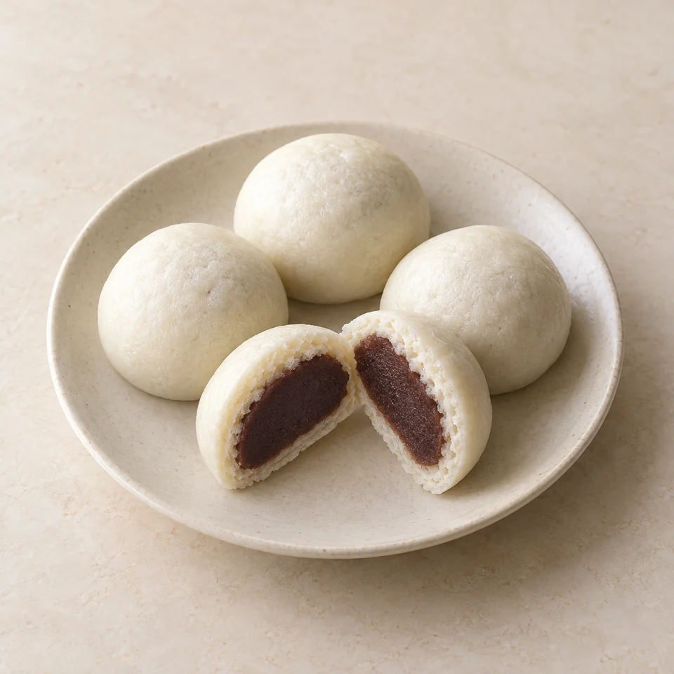 Steamed manju with smooth bean paste — ai-generated illustration