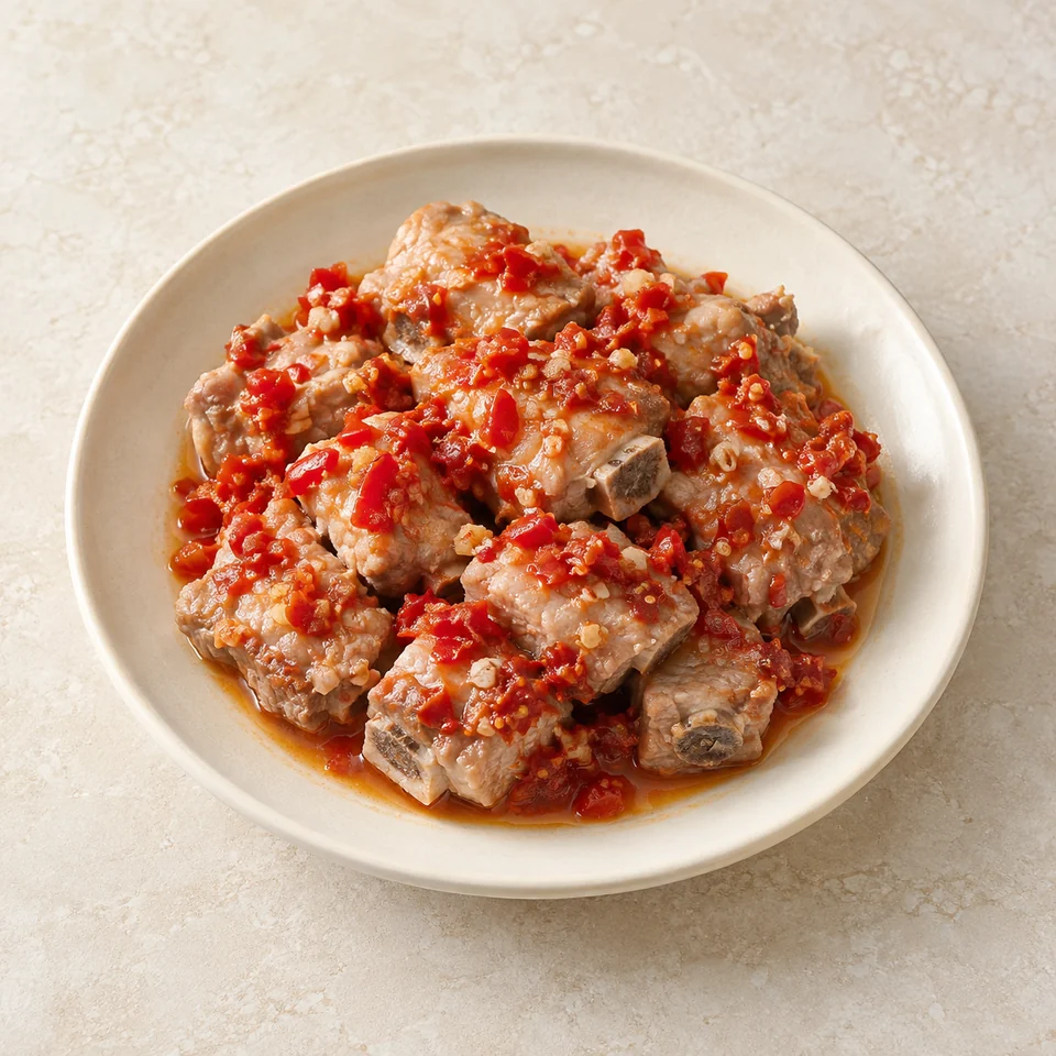 Steamed Pork Spareribs with Chili Paste — ai-generated illustration